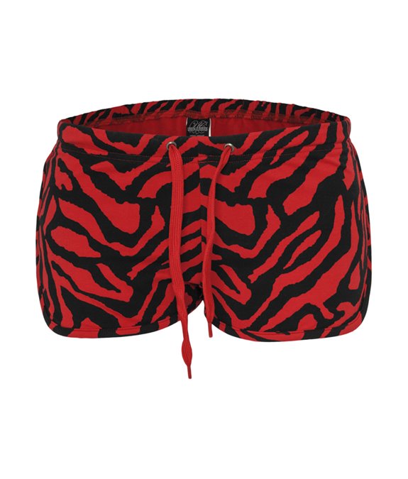 Ladies Zebra Hotpants Red Black 2